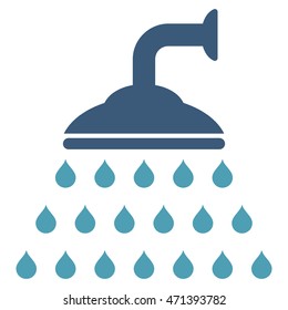 Shower icon. Vector style is bicolor flat iconic symbol, cyan and blue colors, white background.
