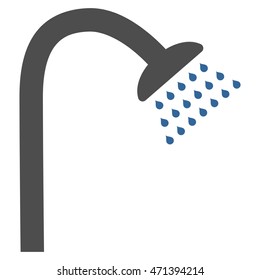 Shower icon. Vector style is bicolor flat iconic symbol, cobalt and gray colors, white background.