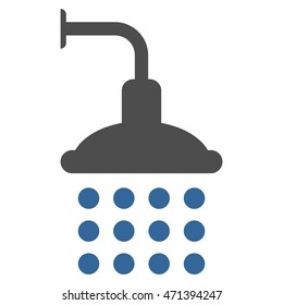 Shower icon. Vector style is bicolor flat iconic symbol, cobalt and gray colors, white background.