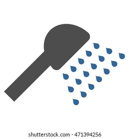 Shower icon. Vector style is bicolor flat iconic symbol, cobalt and gray colors, white background.