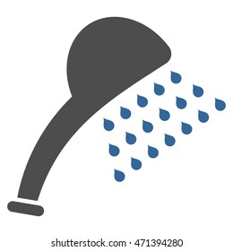 Shower icon. Vector style is bicolor flat iconic symbol, cobalt and gray colors, white background.