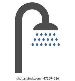 Shower icon. Vector style is bicolor flat iconic symbol, cobalt and gray colors, white background.
