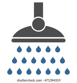 Shower icon. Vector style is bicolor flat iconic symbol, cobalt and gray colors, white background.