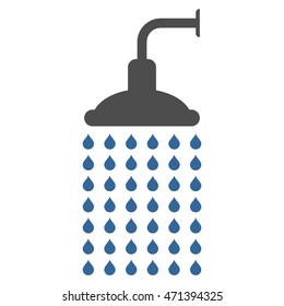 Shower icon. Vector style is bicolor flat iconic symbol, cobalt and gray colors, white background.
