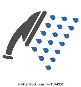 Shower icon. Vector style is bicolor flat iconic symbol, cobalt and gray colors, white background.