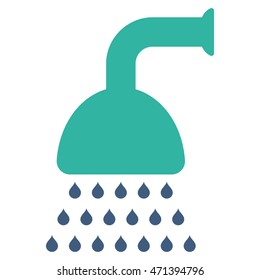 Shower icon. Vector style is bicolor flat iconic symbol, cobalt and cyan colors, white background.