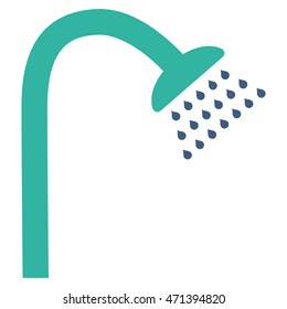 Shower icon. Vector style is bicolor flat iconic symbol, cobalt and cyan colors, white background.