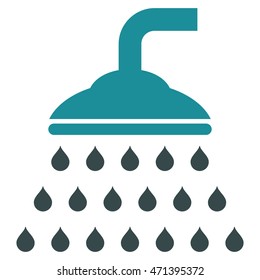 Shower icon. Vector style is bicolor flat iconic symbol, soft blue colors, white background.