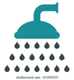 Shower icon. Vector style is bicolor flat iconic symbol, soft blue colors, white background.
