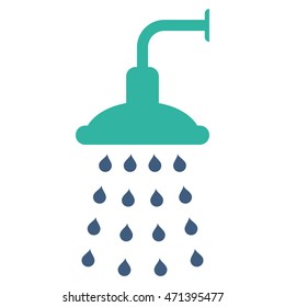 Shower icon. Vector style is bicolor flat iconic symbol, cobalt and cyan colors, white background.