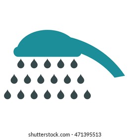Shower icon. Vector style is bicolor flat iconic symbol, soft blue colors, white background.