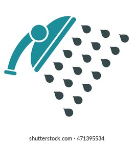 Shower icon. Vector style is bicolor flat iconic symbol, soft blue colors, white background.