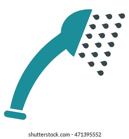 Shower icon. Vector style is bicolor flat iconic symbol, soft blue colors, white background.