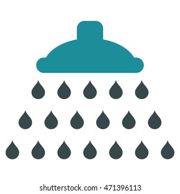 Shower icon. Vector style is bicolor flat iconic symbol, soft blue colors, white background.
