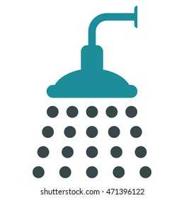 Shower icon. Vector style is bicolor flat iconic symbol, soft blue colors, white background.