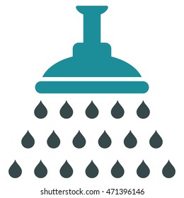 Shower icon. Vector style is bicolor flat iconic symbol, soft blue colors, white background.