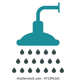 Shower icon. Vector style is bicolor flat iconic symbol, soft blue colors, white background.