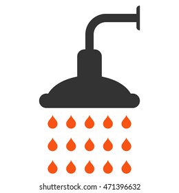 Shower icon. Vector style is bicolor flat iconic symbol, orange and gray colors, white background.