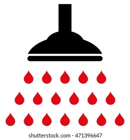 Shower icon. Vector style is bicolor flat iconic symbol, intensive red and black colors, white background.