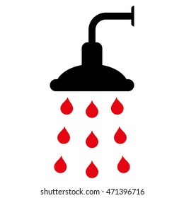 Shower icon. Vector style is bicolor flat iconic symbol, intensive red and black colors, white background.