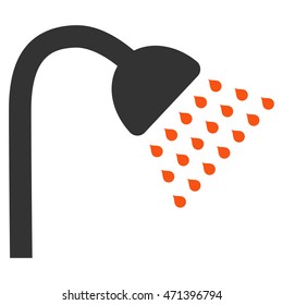 Shower icon. Vector style is bicolor flat iconic symbol, orange and gray colors, white background.