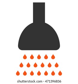 Shower icon. Vector style is bicolor flat iconic symbol, orange and gray colors, white background.