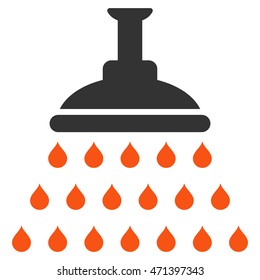 Shower icon. Vector style is bicolor flat iconic symbol, orange and gray colors, white background.