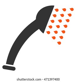 Shower icon. Vector style is bicolor flat iconic symbol, orange and gray colors, white background.