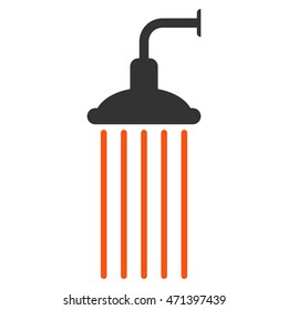 Shower icon. Vector style is bicolor flat iconic symbol, orange and gray colors, white background.