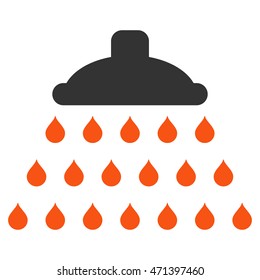 Shower icon. Vector style is bicolor flat iconic symbol, orange and gray colors, white background.