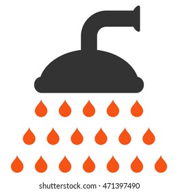 Shower icon. Vector style is bicolor flat iconic symbol, orange and gray colors, white background.