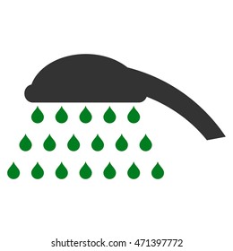 Shower icon. Vector style is bicolor flat iconic symbol, green and gray colors, white background.