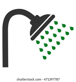 Shower icon. Vector style is bicolor flat iconic symbol, green and gray colors, white background.