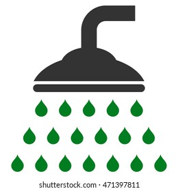 Shower icon. Vector style is bicolor flat iconic symbol, green and gray colors, white background.