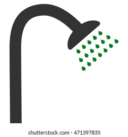 Shower icon. Vector style is bicolor flat iconic symbol, green and gray colors, white background.