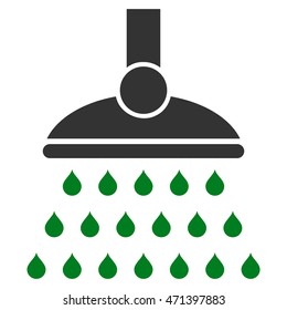 Shower icon. Vector style is bicolor flat iconic symbol, green and gray colors, white background.