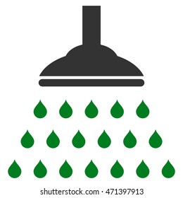 Shower icon. Vector style is bicolor flat iconic symbol, green and gray colors, white background.