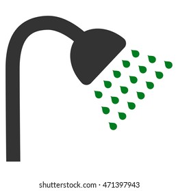 Shower icon. Vector style is bicolor flat iconic symbol, green and gray colors, white background.