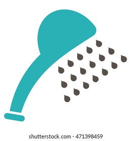 Shower icon. Vector style is bicolor flat iconic symbol, grey and cyan colors, white background.