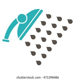 Shower icon. Vector style is bicolor flat iconic symbol, grey and cyan colors, white background.