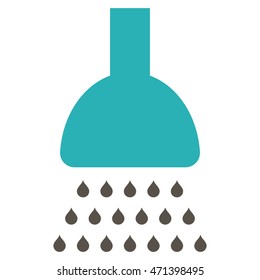 Shower icon. Vector style is bicolor flat iconic symbol, grey and cyan colors, white background.