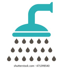 Shower icon. Vector style is bicolor flat iconic symbol, grey and cyan colors, white background.