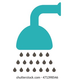 Shower icon. Vector style is bicolor flat iconic symbol, grey and cyan colors, white background.
