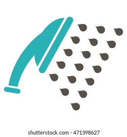 Shower icon. Vector style is bicolor flat iconic symbol, grey and cyan colors, white background.