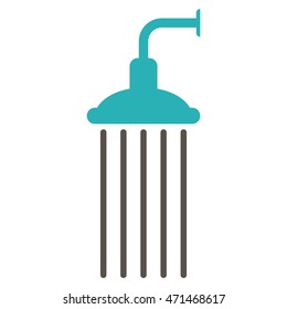Shower icon. Vector style is bicolor flat iconic symbol, grey and cyan colors, white background.
