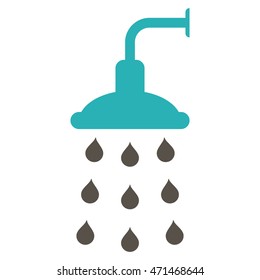 Shower icon. Vector style is bicolor flat iconic symbol, grey and cyan colors, white background.
