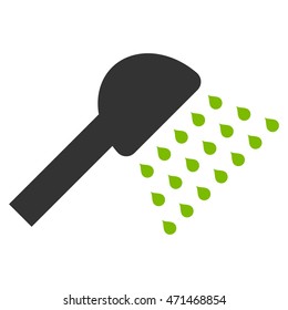 Shower icon. Vector style is bicolor flat iconic symbol, eco green and gray colors, white background.