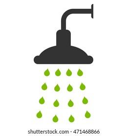 Shower icon. Vector style is bicolor flat iconic symbol, eco green and gray colors, white background.