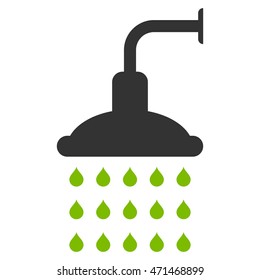 Shower icon. Vector style is bicolor flat iconic symbol, eco green and gray colors, white background.