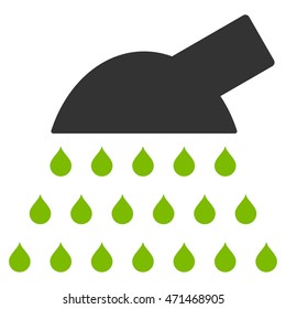 Shower icon. Vector style is bicolor flat iconic symbol, eco green and gray colors, white background.